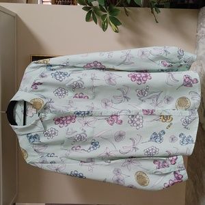 Charter Club Luxury Linen Shirt in Mint with Floral Print sz L